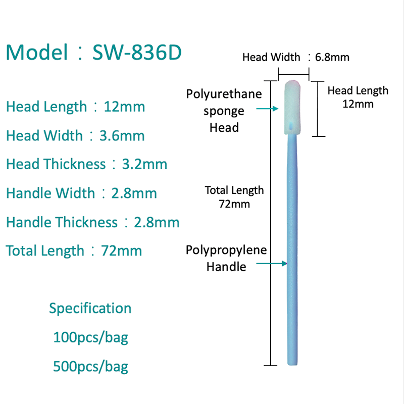 SW-836D Small Flex Tip Foam Clean Salle Swab