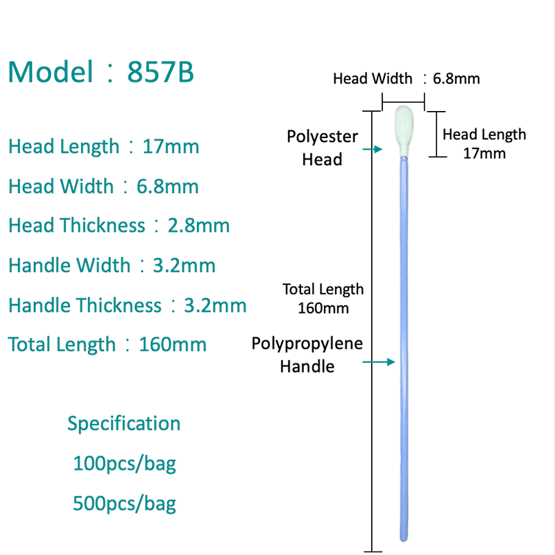SW-857B Fine astuce Précision Fibre Polyester Cleanroproom Swab