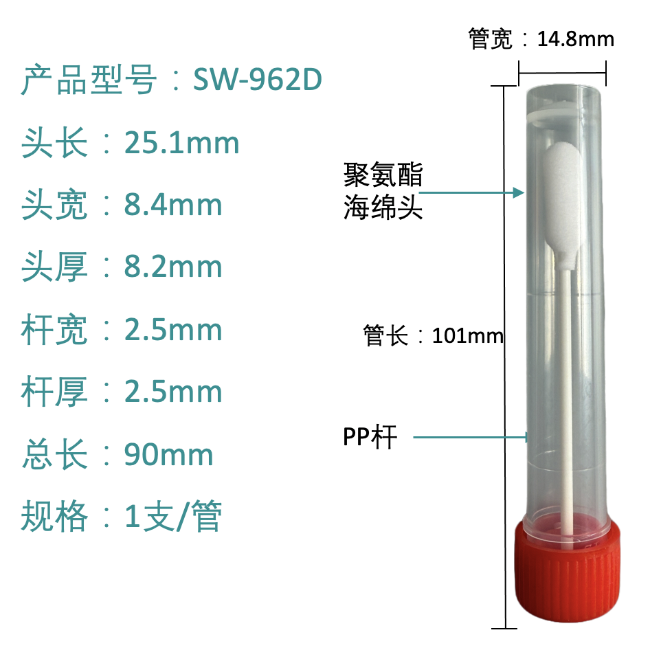 Écouvillon de nettoyage de précision SW-962D (embout en mousse de polyuréthane)